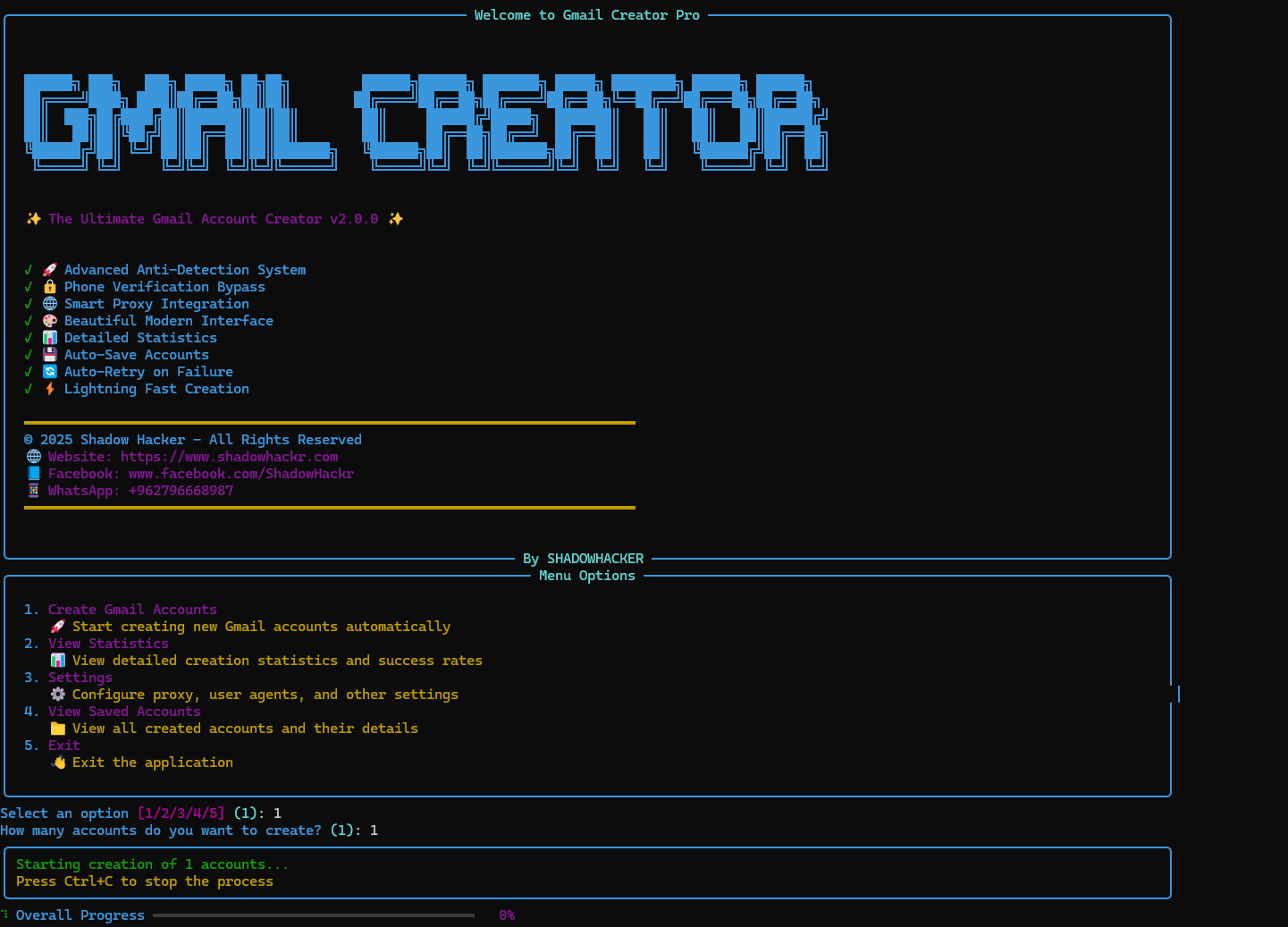 Gmail Creator Pro | Automatiza la creación de cuentas de Gmail fácilmente