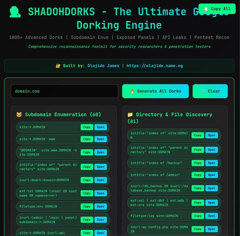SHADOHDORKS: El motor definitivo para la búsqueda avanzada en Google.